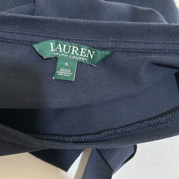 LAUREN RALH LAUREN WOMENS TIE  SLEEVE TOP PULLOVER NAVY Sz SMALL - Picture 7 of 10